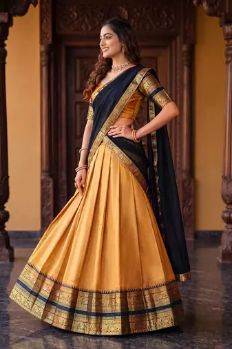 Tradition South Style Poly Cotton Half Saree