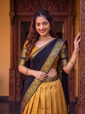 Tradition South Style Poly Cotton Half Saree 5