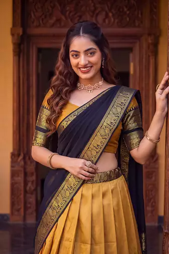 Tradition South Style Poly Cotton Half Saree