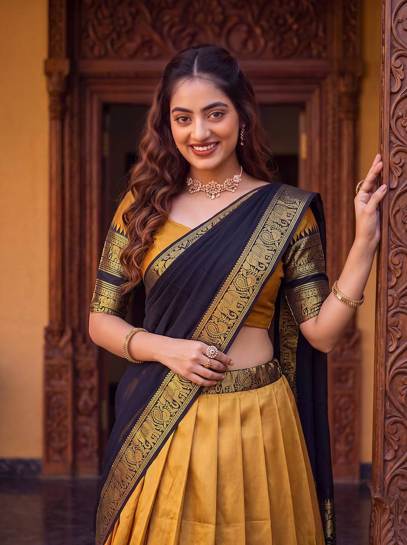 Tradition South Style Poly Cotton Half Saree
