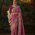 onion pink viscose zari heavy embroidery sequince work designer  saree