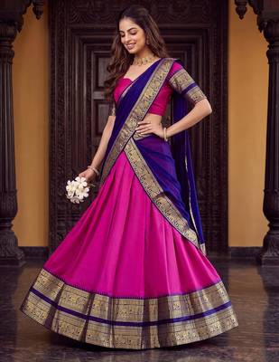 Tradition South Style Poly Cotton Half Saree 2