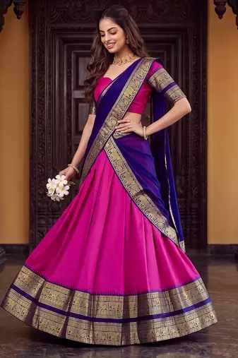Tradition South Style Poly Cotton Half Saree