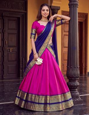 Tradition South Style Poly Cotton Half Saree 4