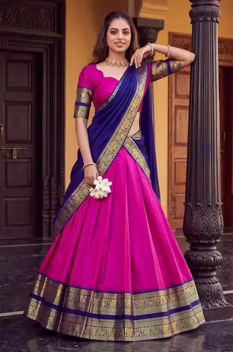 Tradition South Style Poly Cotton Half Saree