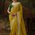 mustard viscose zari heavy embroidery sequince work designer  saree