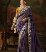 lavender viscose zari heavy embroidery sequince work designer  saree