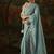 sky blue viscose zari heavy embroidery sequince work designer  saree