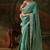 cyan viscose zari heavy embroidery sequince work designer  saree