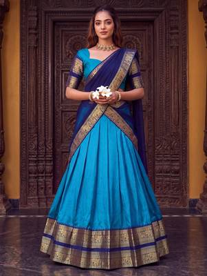 Tradition South Style Poly Cotton Half Saree 1