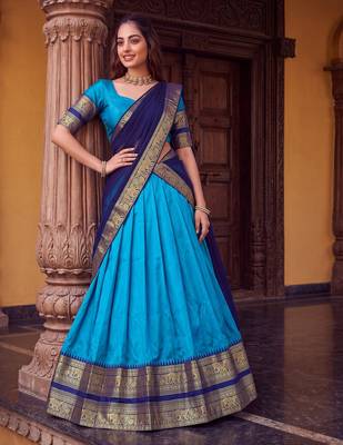 Tradition South Style Poly Cotton Half Saree 2