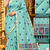 aqua blue floral muga cotton blend jamdani saree with blouse