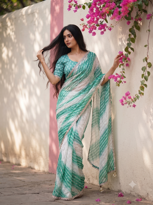 Green ombre party wear saree 1