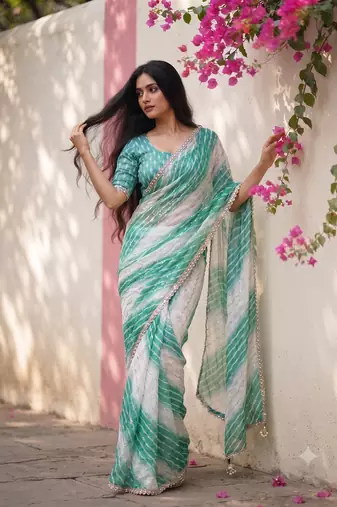 Green ombre party wear saree