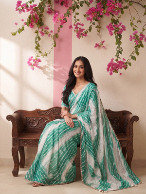 Green ombre party wear saree 2