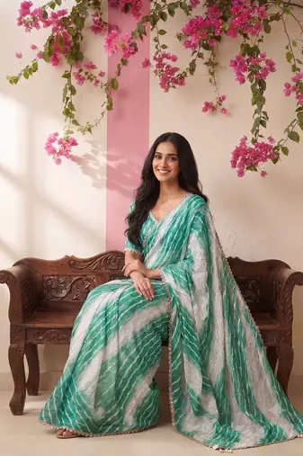 Green ombre party wear saree