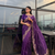 Beautiful purple cut work border fancy saree with embroidered blouse