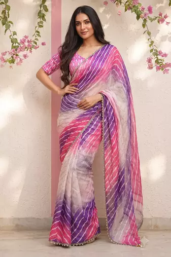Pink ombre party wear saree