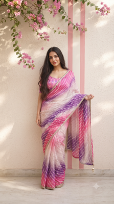Pink ombre party wear saree 2