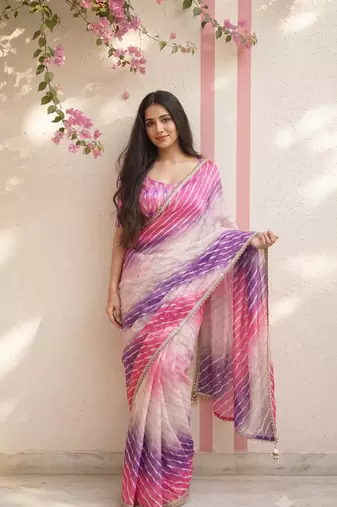 Pink ombre party wear saree