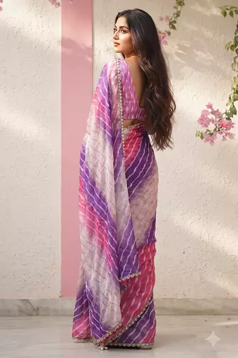Pink ombre party wear saree