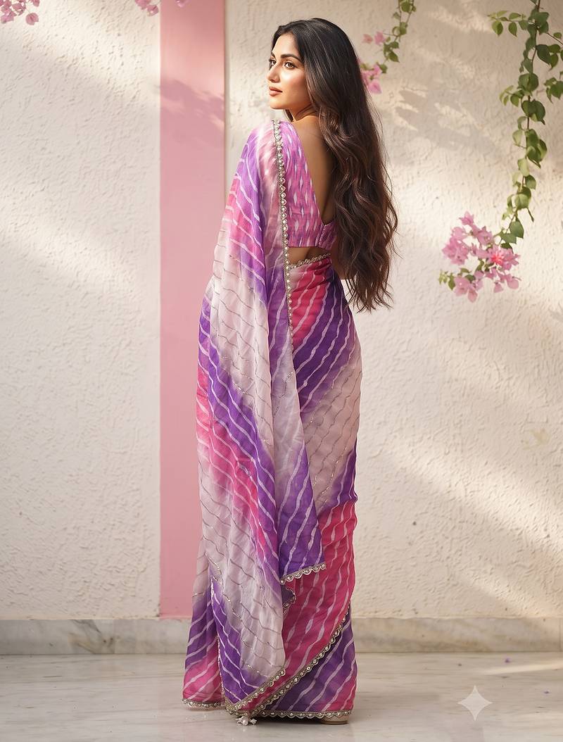 Pink ombre party wear saree