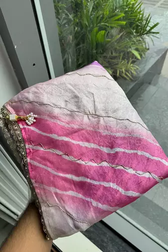 Pink ombre party wear saree