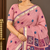 pink floral muga cotton blend jamdani saree with blouse