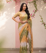 Mustard yellow ombre party wear saree