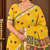yellow floral muga cotton blend jamdani saree with blouse