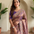 Woven design dual-tone party wear saree with cutwork embroidery detailing