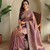 Woven design dual-tone party wear saree with cutwork embroidery detailing