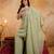 Pista green embroidered kurta with palazzo & dupatta set