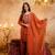 Orange embroidered kurta with palazzo & dupatta set