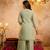 Pista green embroidered kurta with palazzo & dupatta set