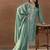 Pista green vichitra silk blend embroidered kurta pant dupatta set