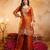 Orange embroidered kurta with ghaghra palazzo & dupatta set