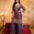 Wine embroidered kurta with ghaghra palazzo & dupatta set