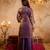 Wine embroidered kurta with ghaghra palazzo & dupatta set