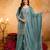 Blue embroidered kurta with ghaghra palazzo & dupatta set