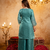 Blue embroidered kurta with ghaghra palazzo & dupatta set