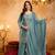 Blue embroidered kurta with ghaghra palazzo & dupatta set