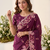 Wine silk blend saree with contrast thread embroidery & designer scallop cutwork border with heavy blouse