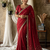 Women's red embroidered saree with blouse piece