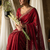 Women's red embroidered saree with blouse piece