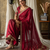 Women's red embroidered saree with blouse piece