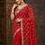 red color sequence embroidery work with cut work border silk blend saree