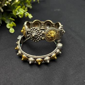 Dual tone And antique kada bangle combo Stack 5 pc 4