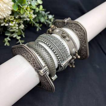 Antique square kada set of 5 pc, vintage handmade bangle kada stack 2