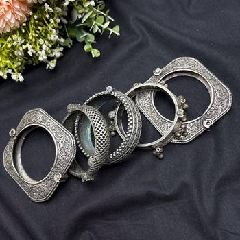 Antique square kada set of 5 pc, vintage handmade bangle kada stack 3